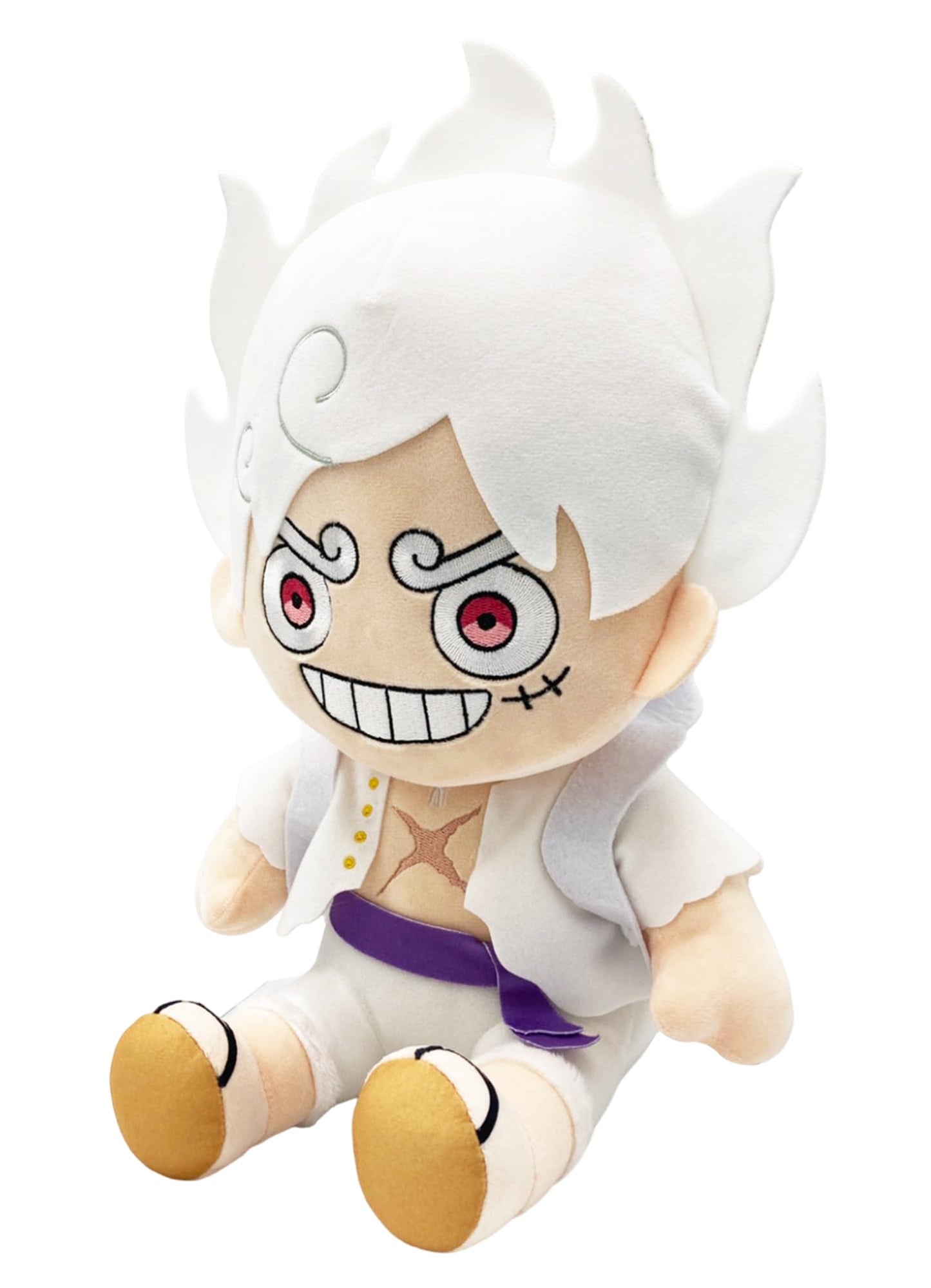 Great Eastern Entertainment One Piece - Monkey D. Luffy Gear 5 Grin Sitting Pose Plush 12" H