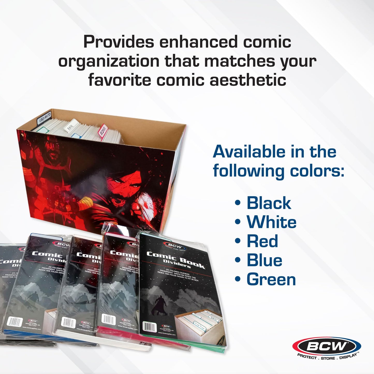 BCW Comic Dividers - 25 Pack | Archival Polyethylene Plastic Dividers | Organize Comics Efficiently in Storage Boxes | Write-On Index Tab (Black)