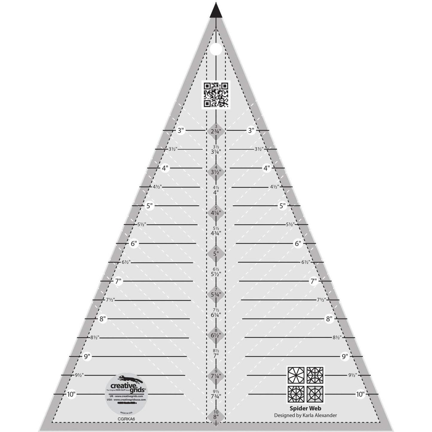 Creative Grids Spider Web Triangle Quilting Ruler Template - CGRKA6