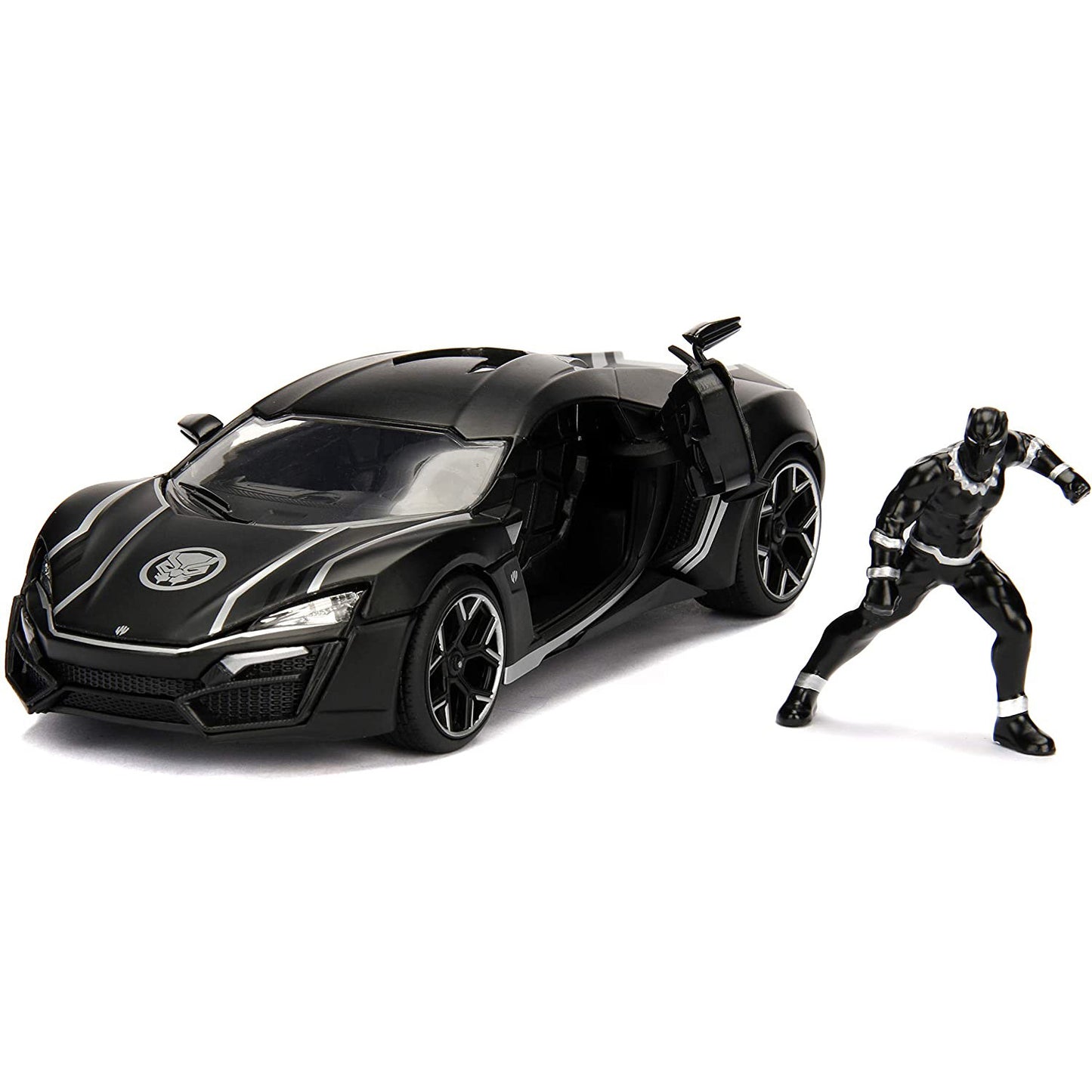 Marvel Black Panther & Lykan Hypersport Die-cast Car, 1:24 ScaleVehicle & 2.75 Collectible Figurine
