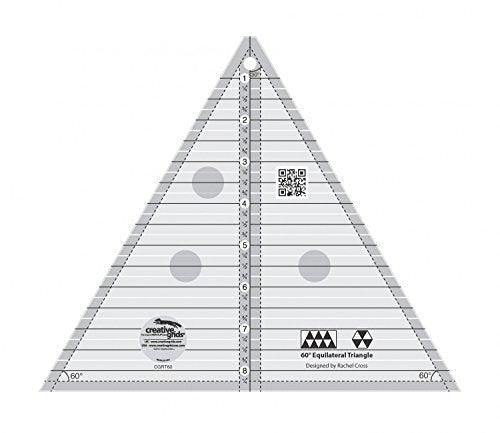 Creative Grids 60 Degree Triangle 8-1/2in Quilt Ruler – CGRT60 – Made in USA, 8-1/2in x 10-1/4in, Non-Slip Grip Acrylic Quilting, Sewing, Crafting, Patchwork Ruler & Template