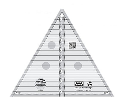 Creative Grids 60 Degree Triangle 8-1/2in Quilt Ruler – CGRT60 – Made in USA, 8-1/2in x 10-1/4in, Non-Slip Grip Acrylic Quilting, Sewing, Crafting, Patchwork Ruler & Template