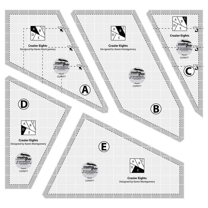 Creative Grids Crazier Eights Template and Quilt Ruler – CGRMT7 – Made in USA, 6in x 9in, Non-Slip Grip Acrylic Quilting, Sewing, Crafting, Patchwork Ruler & Template