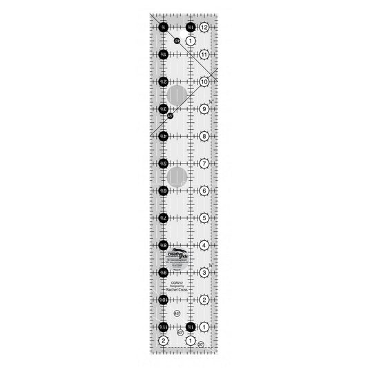 Creative Grids Quilt Ruler 2-1/2in x 12-1/2in Rectangle – CGR212 – Made in USA, Non-Slip Grip Acrylic Quilting, Sewing, Crafting, Patchwork Ruler for Measuring & Cutting Fabric
