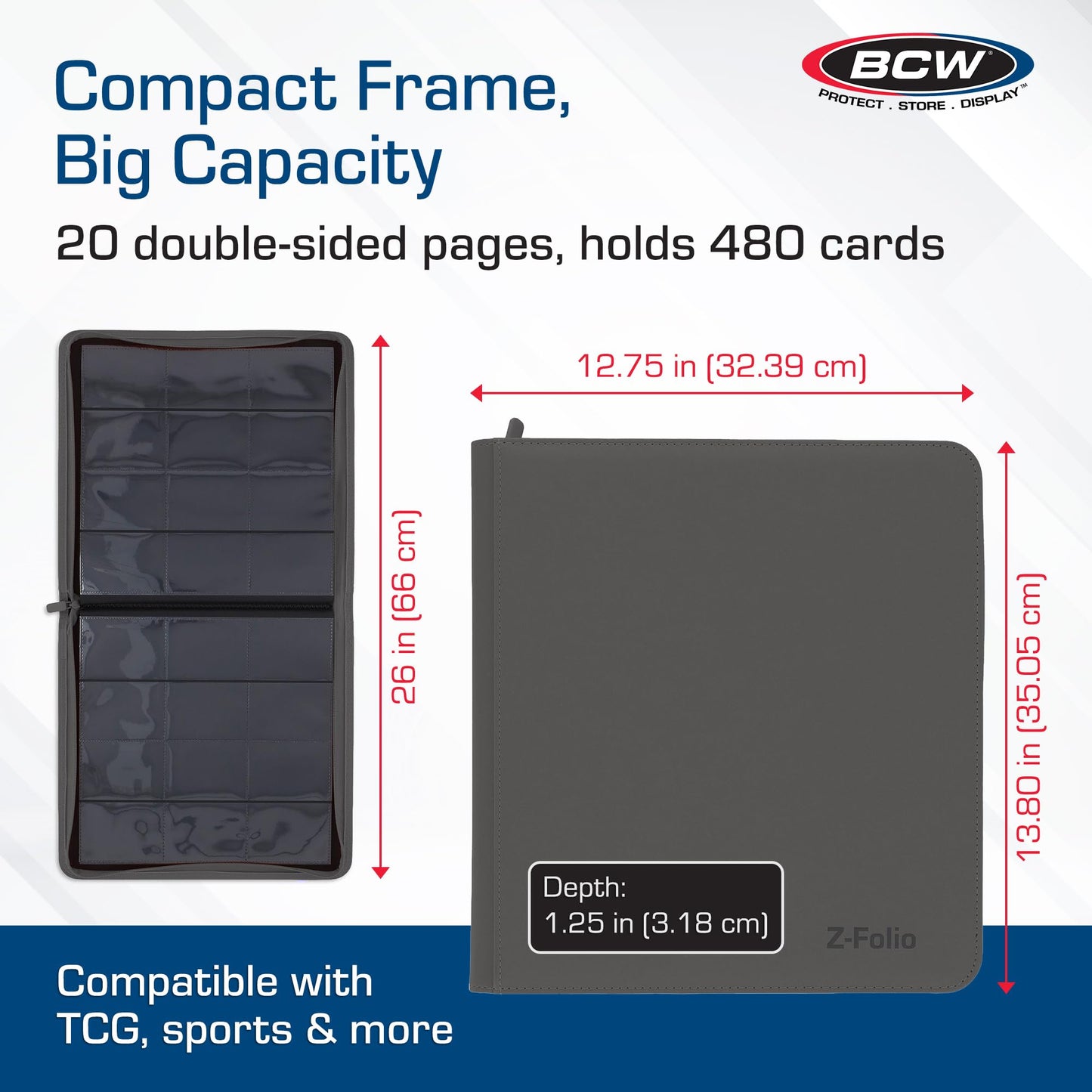 BCW Gaming 12-Pocket Z-Folio LX Trading Card Albums, Black