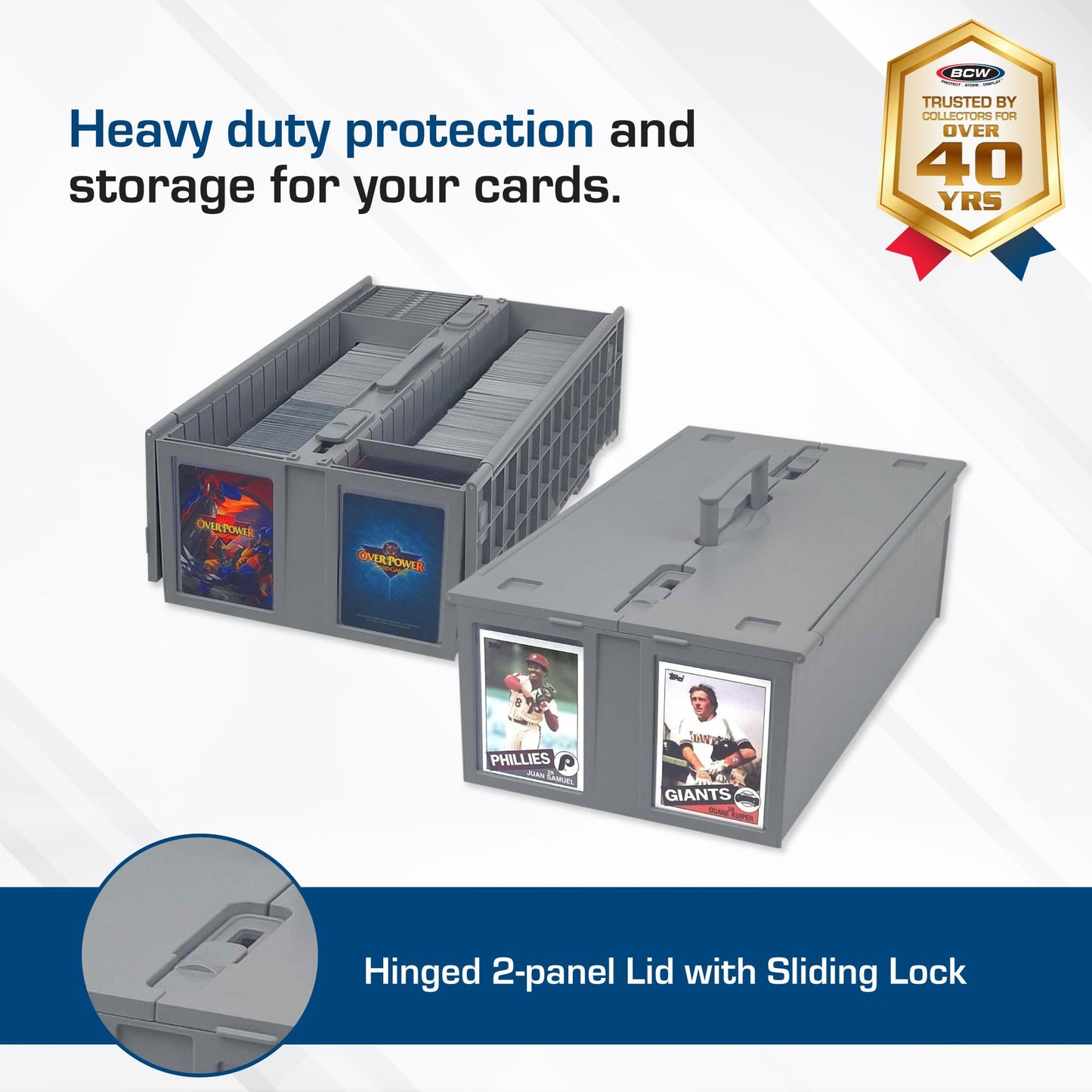 BCW Collectible Card Bin – (Single, Gray) | Holds up to 1600 Cards | Plastic Storage Box for Pokémon, MTG & Sports Cards