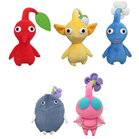 Little Buddy - Set of 5 Pikmin - Red Leaf, Blue Flower, Yellow Bud, Rock & Winged Plushes