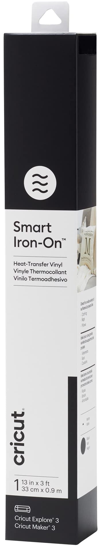 Cricut Smart Iron On Vinyl for Cricut Maker 3 & Cricut Explore 3 Cutting Machines, Quick Matless Cutting, Outlast 50+ Washes, Heat Transfer Vinyl for Jerseys, Apparel & More, Black (13 in x 3 ft)