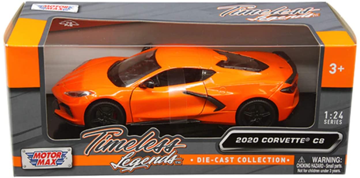 Motor Max 2020 Chevy Corvette C8 Stingray, Orange 79360OR - 1/24 Scale Diecast Model Toy Car