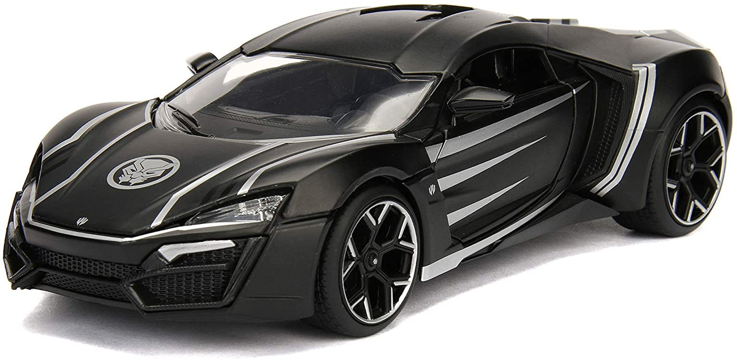 Marvel Black Panther & Lykan Hypersport Die-cast Car, 1:24 ScaleVehicle & 2.75 Collectible Figurine