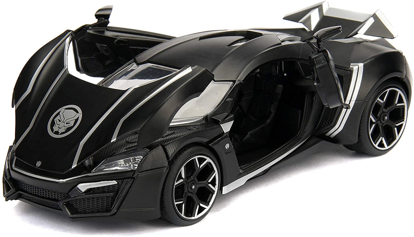 Marvel Black Panther & Lykan Hypersport Die-cast Car, 1:24 ScaleVehicle & 2.75 Collectible Figurine