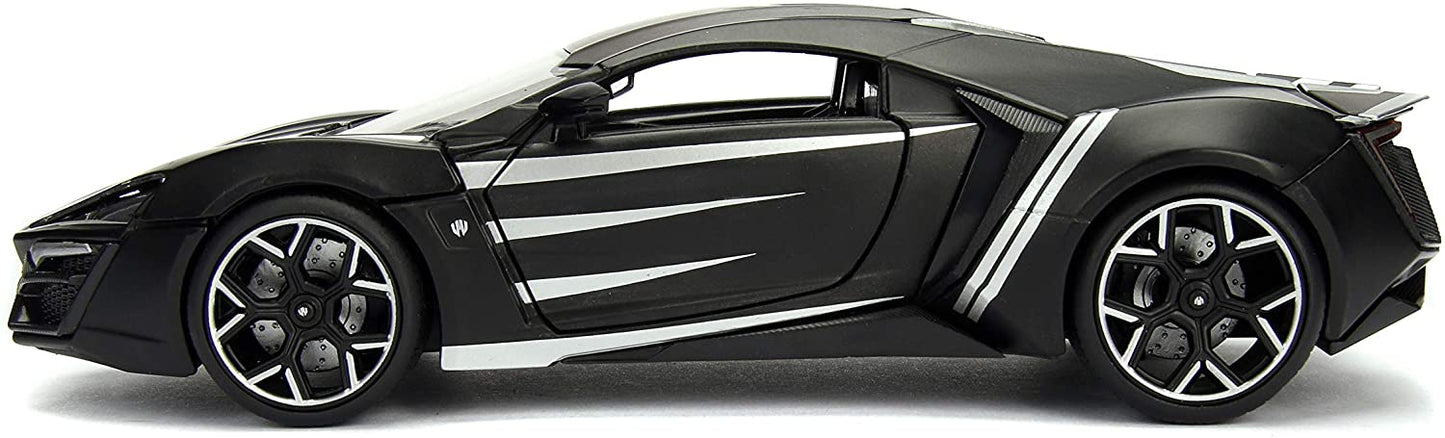 Marvel Black Panther & Lykan Hypersport Die-cast Car, 1:24 ScaleVehicle & 2.75 Collectible Figurine