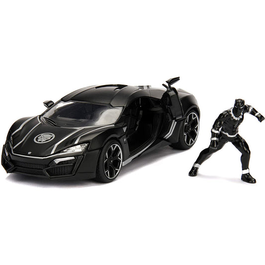 Marvel Black Panther & Lykan Hypersport Die-cast Car, 1:24 ScaleVehicle & 2.75 Collectible Figurine