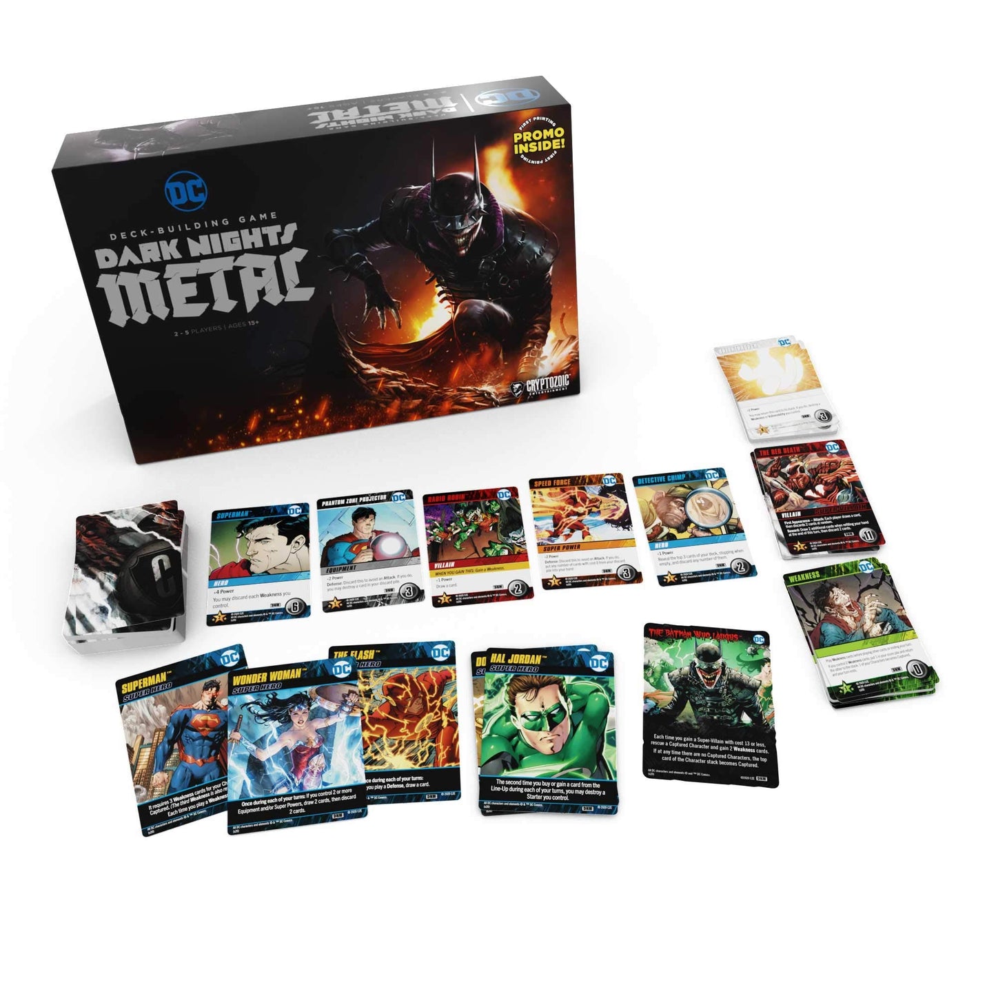 DC Deck Building Game - Dark Nights Metal - Defeat The Batman Who Laughs and his Dark Knights - for 2 to 5 Players - Ages 15+ - Cryptozoic Entertainment